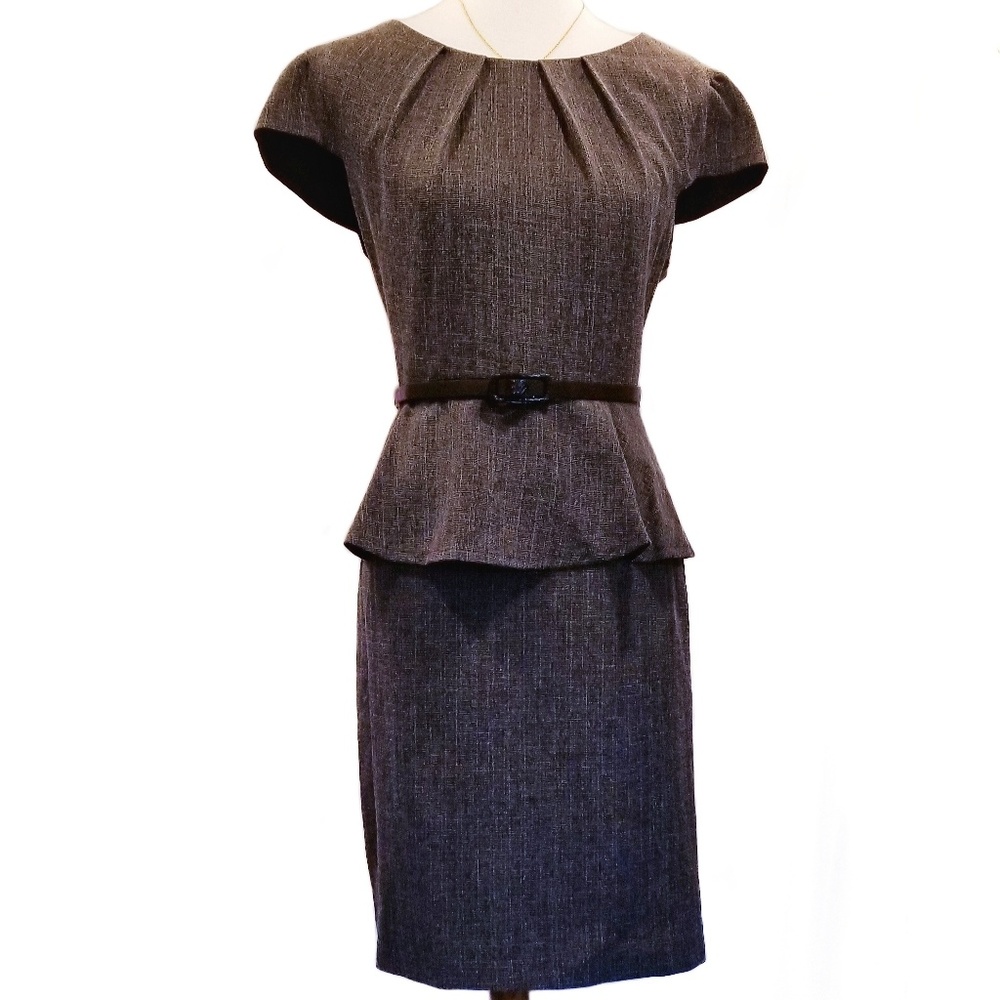 DRESS BARN Tweed Belted Peplum Dress NWOT